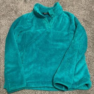 Lands’ End Teal Quarter Button Up Fleece